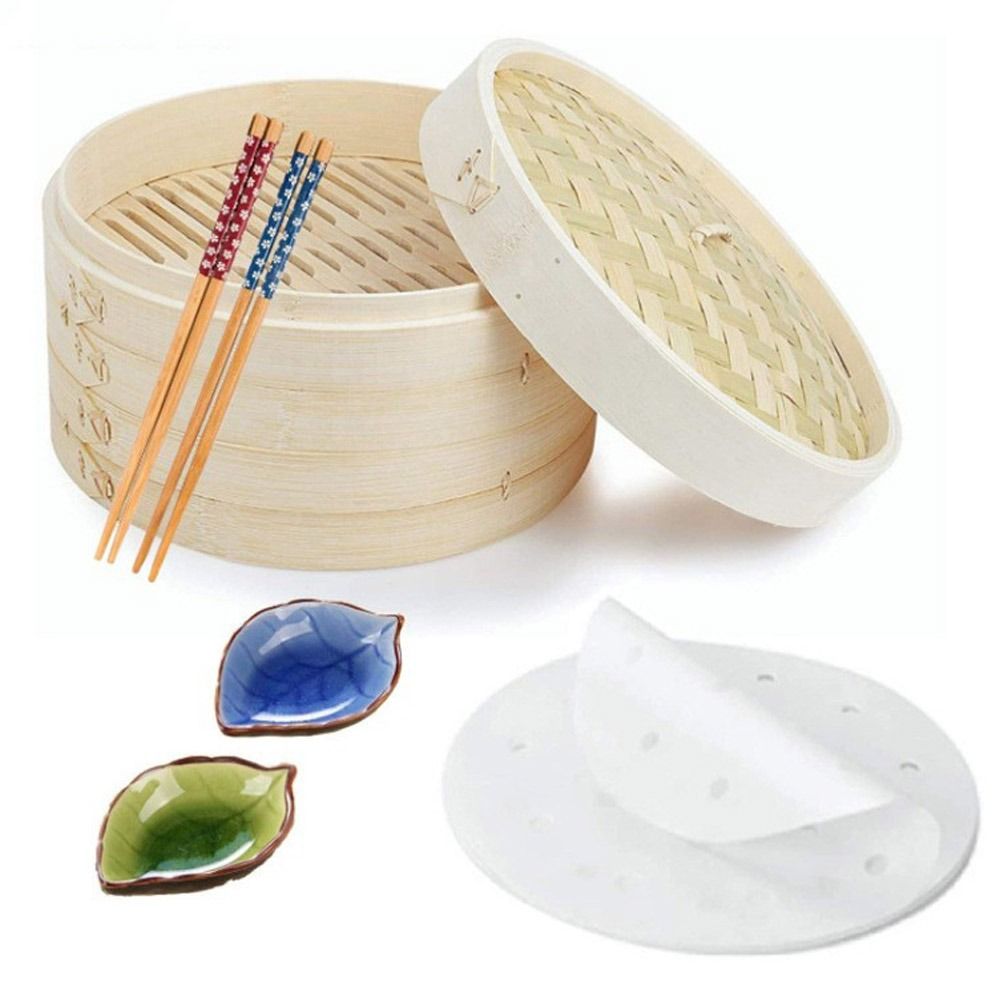 Bao Steamer Bamboo - Vaporizador de Bambu Chinês com Tampa